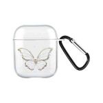 For AirPods 2 / 1 Wireless Earphones TPU Painted Protective Case(Transparent Hollow Butterfly)