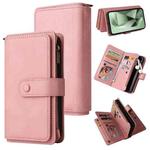 For Samsung Galaxy S24 FE 5G Skin Feel Multi Card Slots Zipper Wallet Leather Phone Case(Pink)