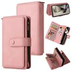 For Samsung Galaxy S25 Ultra 5G Skin Feel Multi Card Slots Zipper Wallet Leather Phone Case(Pink)