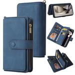 For Samsung Galaxy S25 Ultra 5G Skin Feel Multi Card Slots Zipper Wallet Leather Phone Case(Blue)