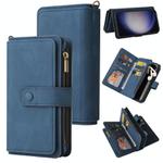 For Samsung Galaxy S25 / S24 5G Skin Feel Multi Card Slots Zipper Wallet Leather Phone Case(Blue)