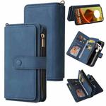 For Motorola Moto G85 Skin Feel Multi Card Slots Zipper Wallet Leather Phone Case(Blue)