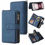 For OPPO Reno12 Pro Global Skin Feel Multi Card Slots Zipper Wallet Leather Phone Case(Blue)