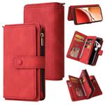 For OPPO Reno12 F 5G Global Skin Feel Multi Card Slots Zipper Wallet Leather Phone Case(Red)