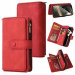 For Xiaomi Poco F6 Skin Feel Multi Card Slots Zipper Wallet Leather Phone Case(Red)