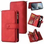 For Xiaomi Poco F6 Pro Skin Feel Multi Card Slots Zipper Wallet Leather Phone Case(Red)