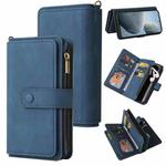 For Xiaomi Poco F6 Pro Skin Feel Multi Card Slots Zipper Wallet Leather Phone Case(Blue)