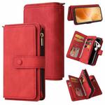 For Xiaomi 14T Pro Skin Feel Multi Card Slots Zipper Wallet Leather Phone Case(Red)