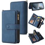 For Xiaomi 14T Skin Feel Multi Card Slots Zipper Wallet Leather Phone Case(Blue)