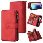 For Redmi 14C 4G Global Skin Feel Multi Card Slots Zipper Wallet Leather Phone Case(Red)