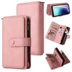 For Redmi 14C 4G Global Skin Feel Multi Card Slots Zipper Wallet Leather Phone Case(Pink)