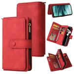 For Redmi Note 14 5G Skin Feel Multi Card Slots Zipper Wallet Leather Phone Case(Red)