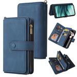 For Redmi Note 14 5G Skin Feel Multi Card Slots Zipper Wallet Leather Phone Case(Blue)