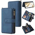 For Honor 200 Skin Feel Multi Card Slots Zipper Wallet Leather Phone Case(Blue)