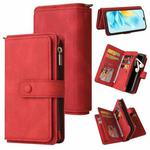 For Honor 200 Lite Global Skin Feel Multi Card Slots Zipper Wallet Leather Phone Case(Red)