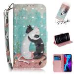 For iPhone 12 / 12 Pro 3D Colored Drawing Horizontal Flip Leather Case with Holder & Card Slots & Wallet & Lanyard(Black White Cat)