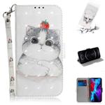 For iPhone 12 / 12 Pro 3D Colored Drawing Horizontal Flip Leather Case with Holder & Card Slots & Wallet & Lanyard(Cute Cat)