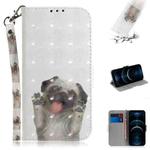 For iPhone 12 Pro Max 3D Colored Drawing Horizontal Flip Leather Case with Holder & Card Slots & Wallet & Lanyard(Pug)