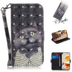 For LG K61 3D Colored Drawing Horizontal Flip Leather Case with Holder & Card Slots & Wallet & Lanyard(Hug Cat)