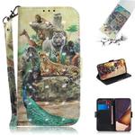 For Samsung Galaxy Note20 Ultra 3D Colored Drawing Horizontal Flip Leather Case with Holder & Card Slots & Wallet & Lanyard(Zoo)