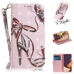 For Samsung Galaxy Note20 Ultra 3D Colored Drawing Horizontal Flip Leather Case with Holder & Card Slots & Wallet & Lanyard(Butterfly High-heeled)