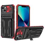 For iPhone 15 Plus Kickstand Armor Card Wallet Phone Case(Red)