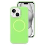 For iPhone 15 Jelly Liquid Silicone MagSafe Magnetic Phone Case(Green)