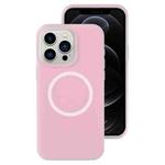 For iPhone 12 Pro Jelly Liquid Silicone MagSafe Magnetic Phone Case(Sand Pink)