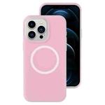 For iPhone 12 Pro Max Jelly Liquid Silicone MagSafe Magnetic Phone Case(Sand Pink)