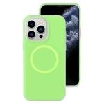 For iPhone 11 Pro Jelly Liquid Silicone MagSafe Magnetic Phone Case(Green)