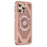 For iPhone 15 Pro Max Hollow Cooling MagSafe Shockproof Phone Case(Pink)