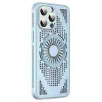 For iPhone 15 Pro Max Hollow Cooling MagSafe Shockproof Phone Case(Blue)