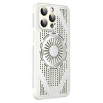 For iPhone 15 Pro Hollow Cooling MagSafe Shockproof Phone Case(White)