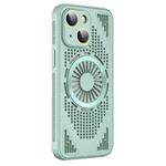 For iPhone 15 Hollow Cooling MagSafe Shockproof Phone Case(Cyan)