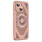 For iPhone 15 Hollow Cooling MagSafe Shockproof Phone Case(Pink)