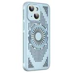 For iPhone 15 Hollow Cooling MagSafe Shockproof Phone Case(Blue)