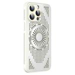 For iPhone 14 Pro Hollow Cooling MagSafe Shockproof Phone Case(White)