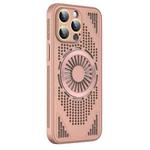 For iPhone 14 Pro Max Hollow Cooling MagSafe Shockproof Phone Case(Pink)