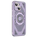 For iPhone 13 Hollow Cooling MagSafe Shockproof Phone Case(Purple)