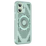 For iPhone 12 Hollow Cooling MagSafe Shockproof Phone Case(Cyan)