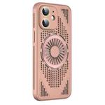 For iPhone 12 Hollow Cooling MagSafe Shockproof Phone Case(Pink)