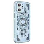 For iPhone 12 Hollow Cooling MagSafe Shockproof Phone Case(Blue)