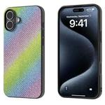 For iPhone 16 Diamond Black Frame Phone Case(Rainbow Diamond)