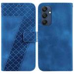 For Samsung Galaxy M35 Seven-shaped Embossed Leather Phone Case(Blue)