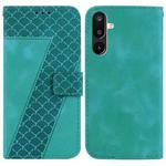 For Samsung Galaxy M16 5G / F16 5G / M36 5G Seven-shaped Embossed Leather Phone Case(Green)