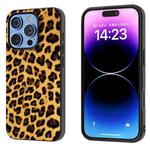 For iPhone 15 Pro Black Frame Leopard Phone Case(Leopard Print)