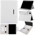 For iPad Pro 11 2024 Checkered Hardware Buckle Leather Smart Tablet Case(White)