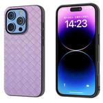 For iPhone 16 Pro Black Frame Woven Texture PU Phone Case(Purple)