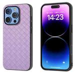 For iPhone 16 Pro Max Black Frame Woven Texture PU Phone Case(Purple)