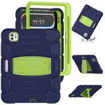 For iPad Pro 11 2024 3-Layer Silicone Hybrid PC Tablet Case(Navy Blue Lime)